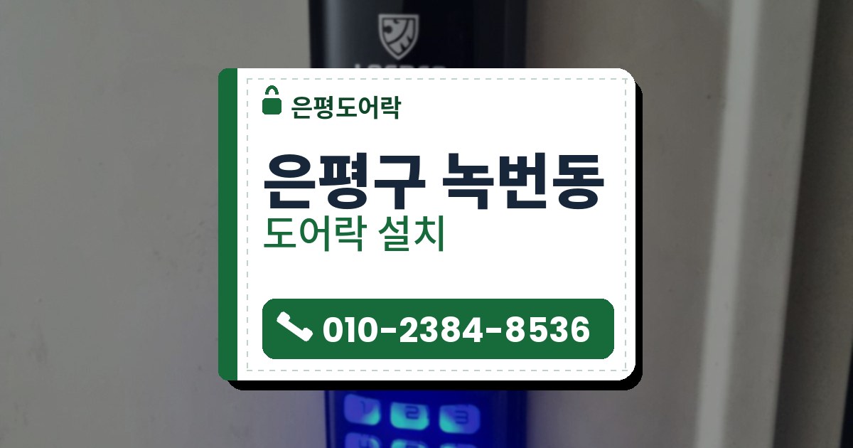 은평구 녹번동 출장 — 흰 문에 달린 길쭉한 검은 보조키와 파란 불이 켜진 번호판